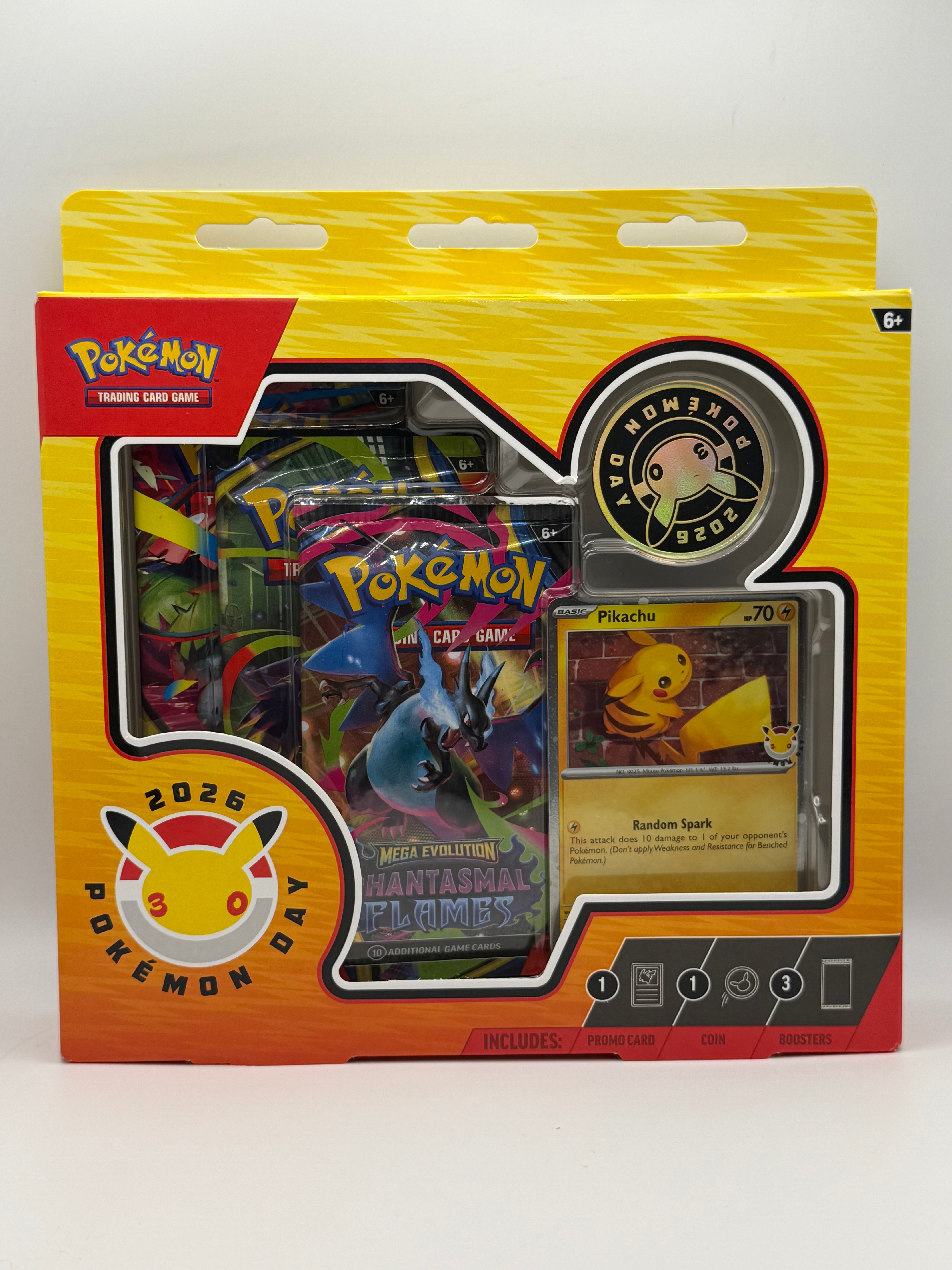 Pokémon Day 2026 Collection Box – 3 Booster Packs, Pikachu Promo & Coin