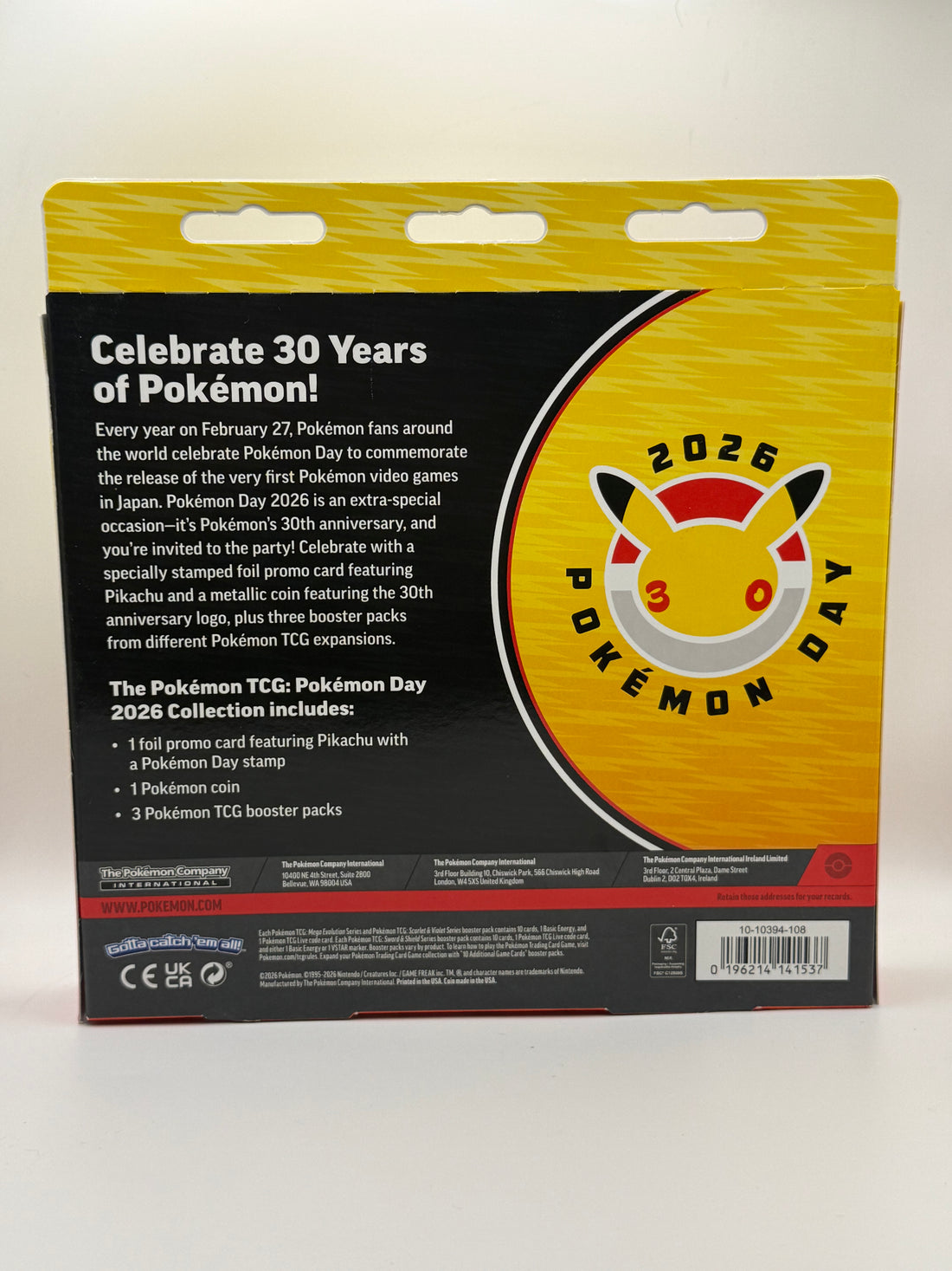 Pokémon Day 2026 Collection Box – 3 Booster Packs, Pikachu Promo & Coin
